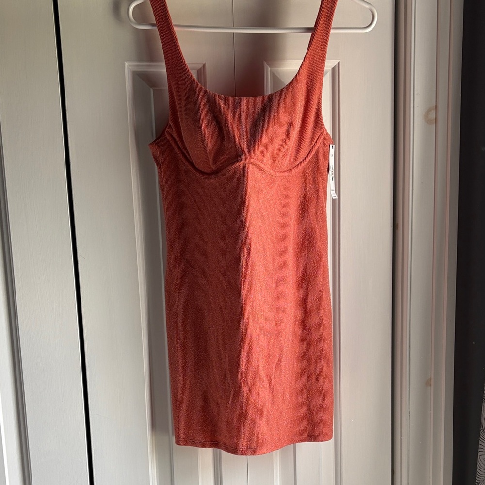 PINK Victoria's Secret Rust Orange Textured One-Piece Swim Dress